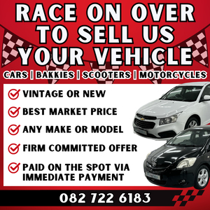 RACE ON OVER TO SELL US YOUR VEHICLE!