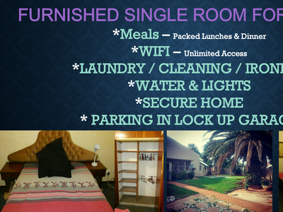 Furnished Bedroom incl Meals, Washing & Ironing, Uncapped Wifi