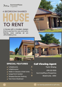 4 bedroom shared house to rent - Nylstroom